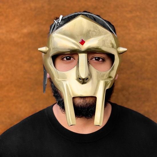 MF Doom Mad Villain Gladiator Face Mask Steel with Brass Finish for Cosplay, Costumes Unique Christmas Gifts