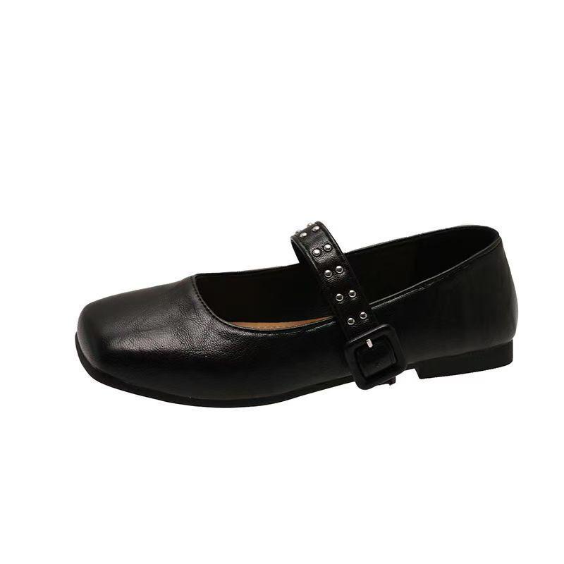 Retro-Rock Mary Jane Einzel-Schuhe Herbst Neu Flacher Mund Flacher Boden Kleine Lederschuhe