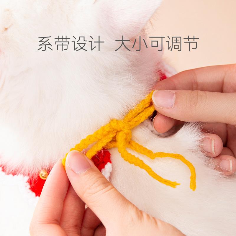 Festive cat knitted collar Christmas handwoven necklace dog pet New Year scarf saliva towel