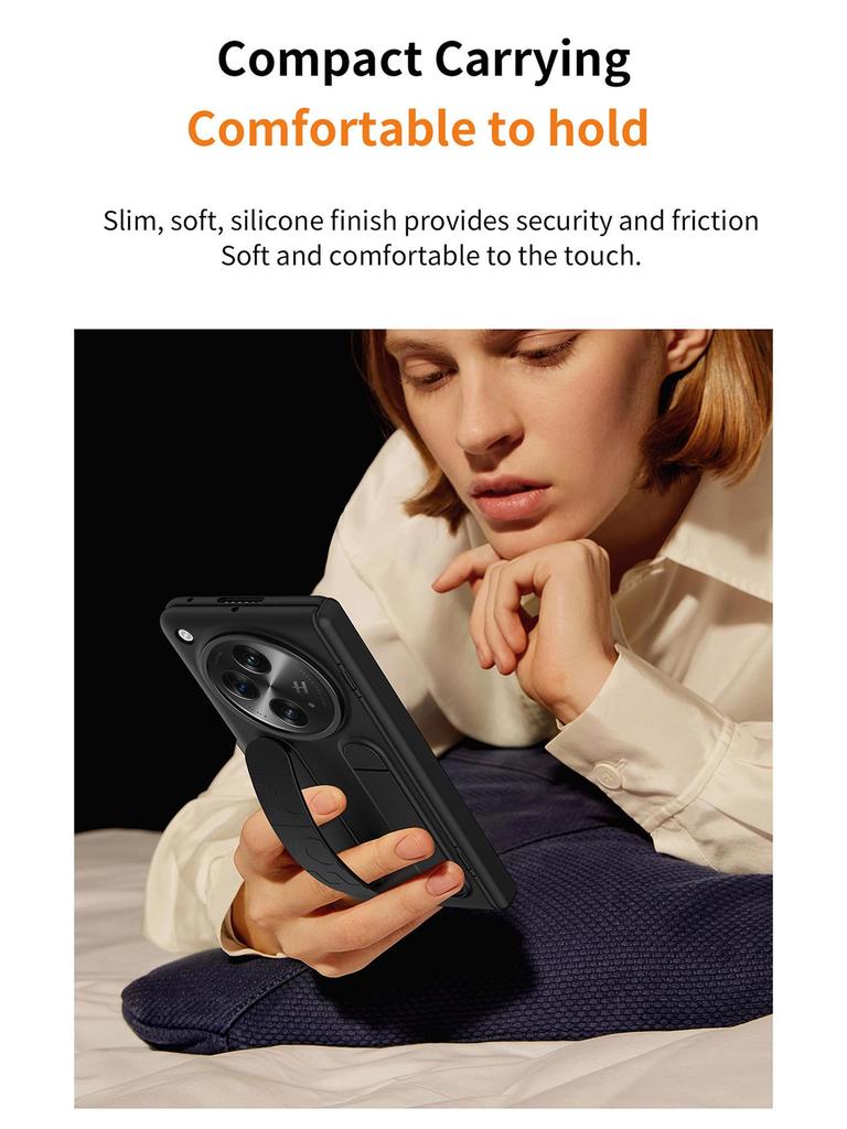 OnePlus Open Case: Full-Coverage Drop-Proof Design with Wrist Strap & Vertical Stand