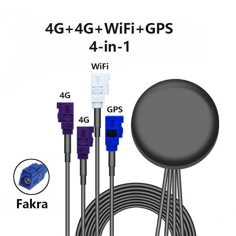 1Pcs 4G+4G+GPS+WIFI Antenna Four in One 2.4G LTE+GPS+2.4Ghz Bluetooth 5G Combined Antenna Outdoor Paste 1.5M SMA FAKRA