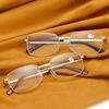 Anti-Blue Light Blocking Fashion Reading Glasses Full-Frame Metal Eyewear HD Ultra Light Portable Eyewear for Men Women 0~+4.0