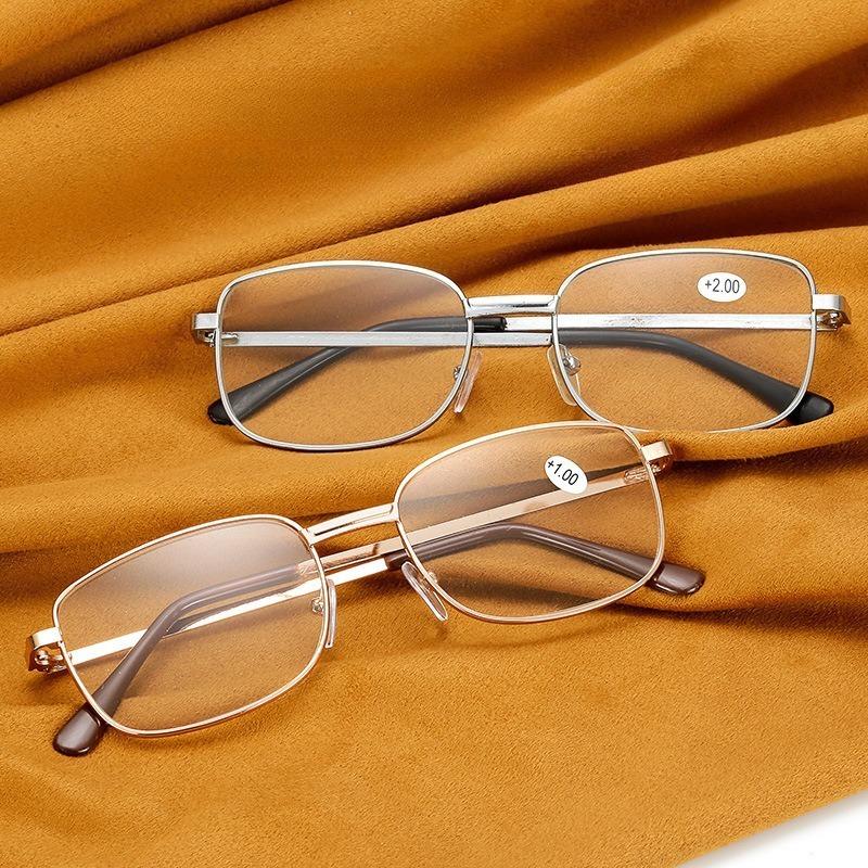Anti-Blue Light Blocking Fashion Reading Glasses Full-Frame Metal Eyewear HD Ultra Light Portable Eyewear for Men Women 0~+4.0