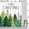 Blue Christmas Tree Shower Curtain Winter Snowflake Pine Trees New Year Christmas Bath Curtains Fabric Bathroom Decor With Hooks