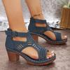 Large size European, American and Roman sandals 22 summer new hollow zipper middle heel sandals