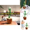 Charming Electronic Shake Body Dancing Cactus Plush Toy With Learning Speaking Feature