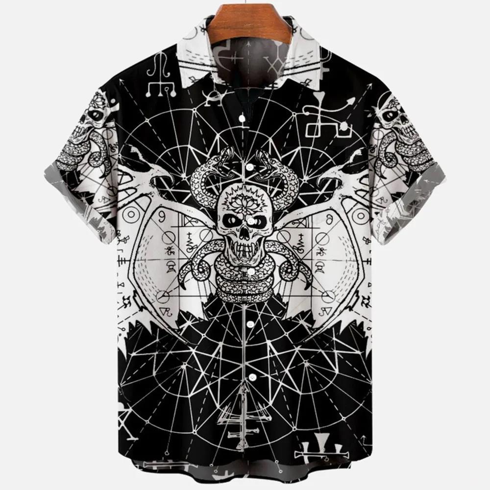 Demonic Horror 3D Printed Hawaiian Shirt Men's Loose Breathable Summer Short Sleeve