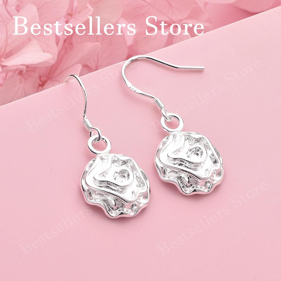 Elegant 925 Sterling Silver Exquisite Rose Earrings for Women, Fashionable Wedding Jewelry Accessories