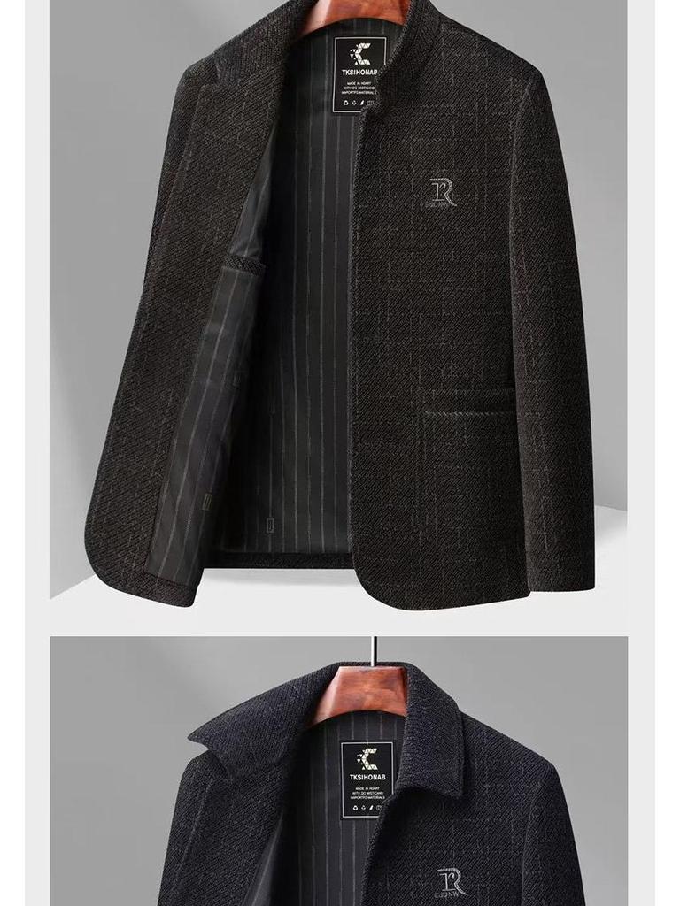 Chenille Wool Jacket for Middle-Aged & Elderly Men - Spring/Autumn Style, Warm & Casual Top for Dad or Grandpa