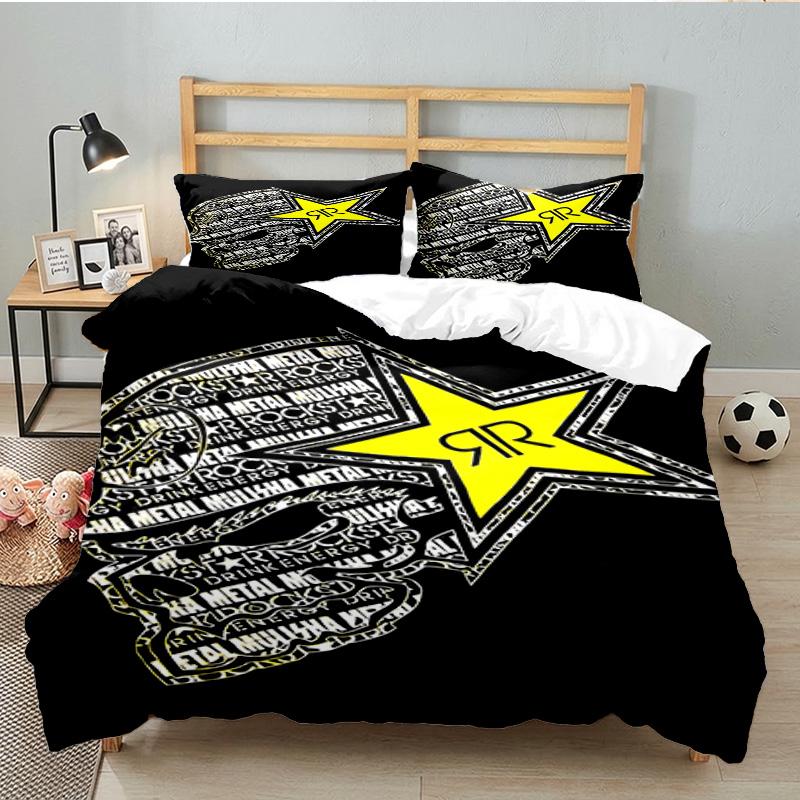 3PCS Rock Energy Bedding Set Printed Duvet Cover Closure Includes 1 Duvet Cover & 2 Pillowcases for All Seasons Bedroom Decor