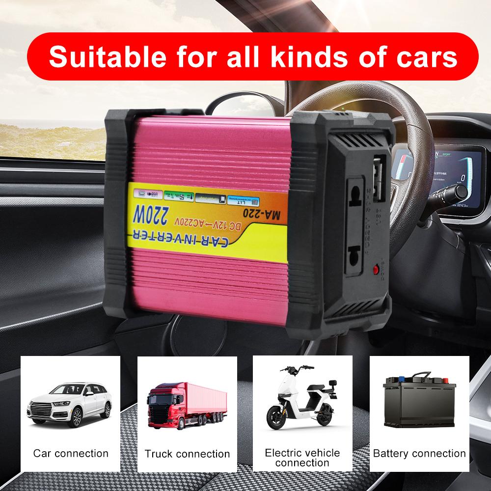 Car RV Truck Trailer Power Inverter Auto Camping Multifunctional Battery Converter USB Voltage Transformer 220W Supply Inverter