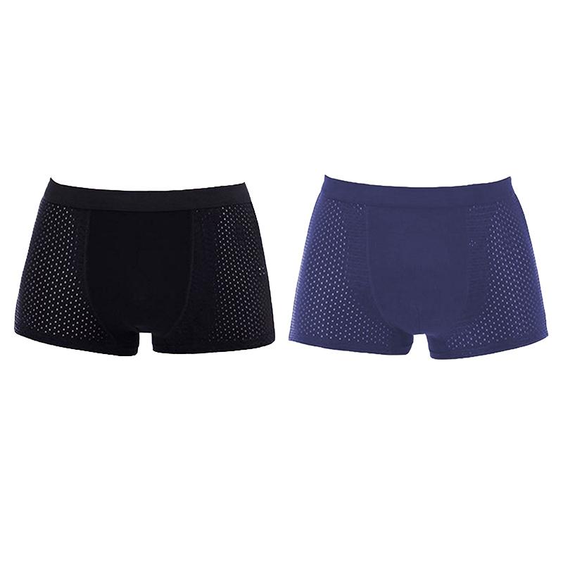 2PCS Men's Panties Men Underwear Boxer Shorts Summer Ice Silk Mesh Breathable High Quality Hole Shorts Male Sexy Underpant