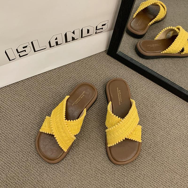 Flat Bottom Fashion Sandals Women's Shoes Simple Niche French Lace Bohemian Summer New Gentle Fairy Beach