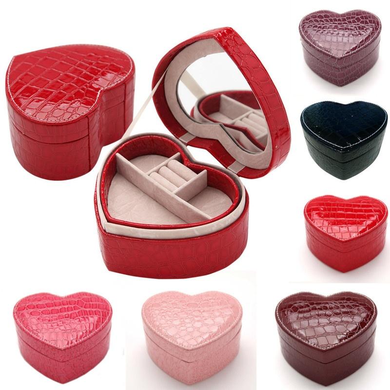 Smyckeskrin Resering med Spegel Halsband Örhängen Stift Smyckesförvaringslåda Ringlåda Presentlåda Smyckesförpackning Juvelerargåva