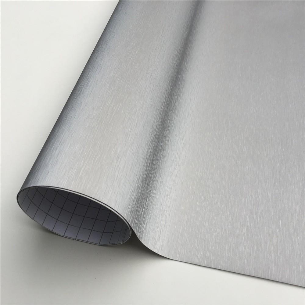 Grey Metallic Brushed Vinyl Wrap Car Film Wrapping Foil Bubble Free Furniture Console Computer Laptop Phone