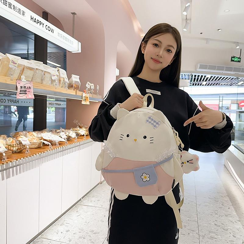 Schoolbag1011 Cute Cat Cute Face Large Capacity Casual Backpack New Trend Japanese Soft Girl New Travel Backpack