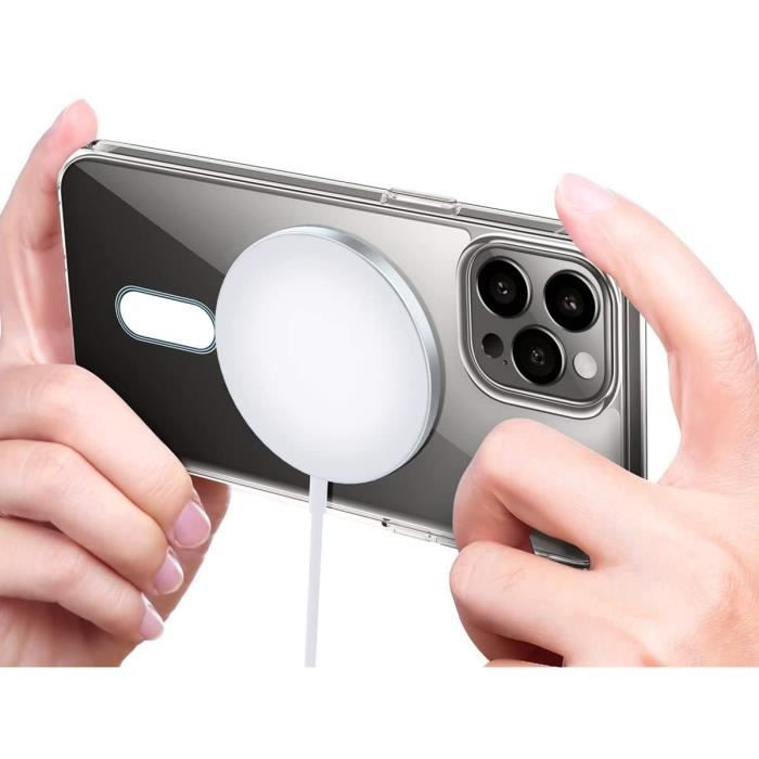 Coque iPhone 13 Pro - Transparent - Cercle Magnétique - 2 Verres Trempés - Protection Ecran - Anti-Jaunissement