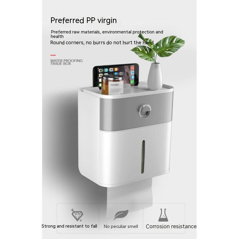 Toilet Tissue Box Toilet Paper Rack Toilet Wall-Mounted Creative Punch-Free Waterproof Toilet Paper Tissue Roll Box
