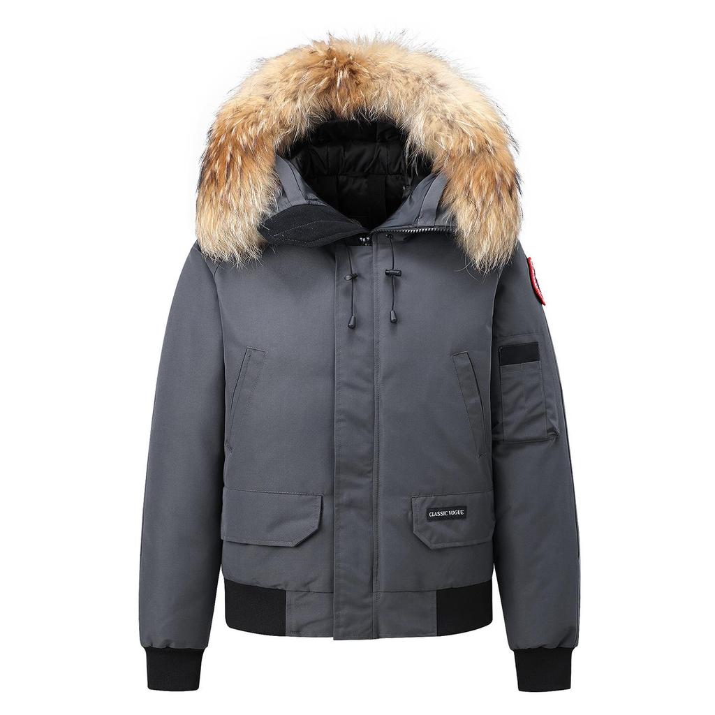 Men's Winter Trendy Thickened Down Parka with Fur Collar - Unisex Cold Protection Jacket