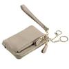 Women's Key Case, Smart Key Compatible, Holds 2 Keys, with Strap, Genuine Leather Coin Purse, Mini Wallet, Mini Pouch, Matte Leather (Grey Beige)