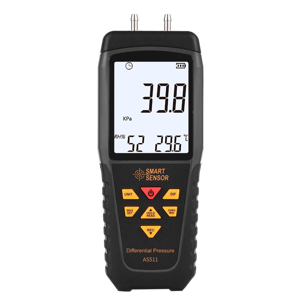 SMART SENSOR AS511 Digital Differential Pressure Gauge -39.98~39.98KPA Manometer Dual Port Air Gas