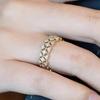 Huitan Hollow Geometric Women Ring Gold Color Noble Fashion Accessories Inlaid Shining Cubic Zirconia Elegant Versatile JewelryGood product