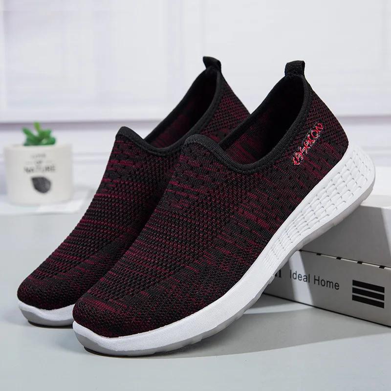 

Модная весенне-осенняя дышащая женская обувь для отдыха 2024 года, новые сетчатые туфли-одиночки, старые пекинские туфли из ткани с мелким горлом 36