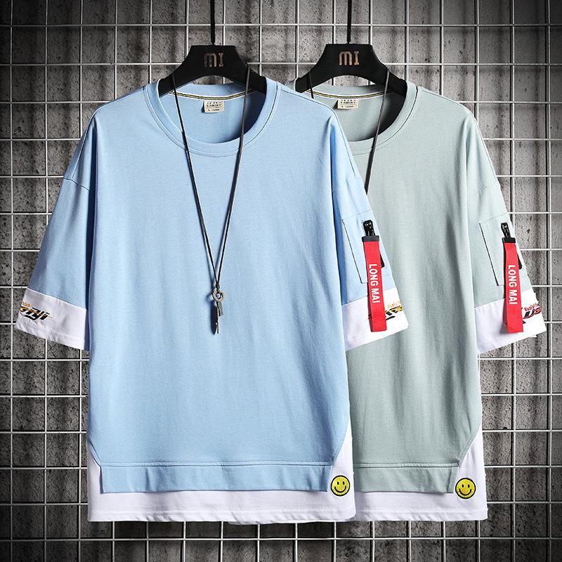Herrenmode Locker geschnittenes Baumwoll-T-Shirt im koreanischen Stil, Sommerkollektion 2020