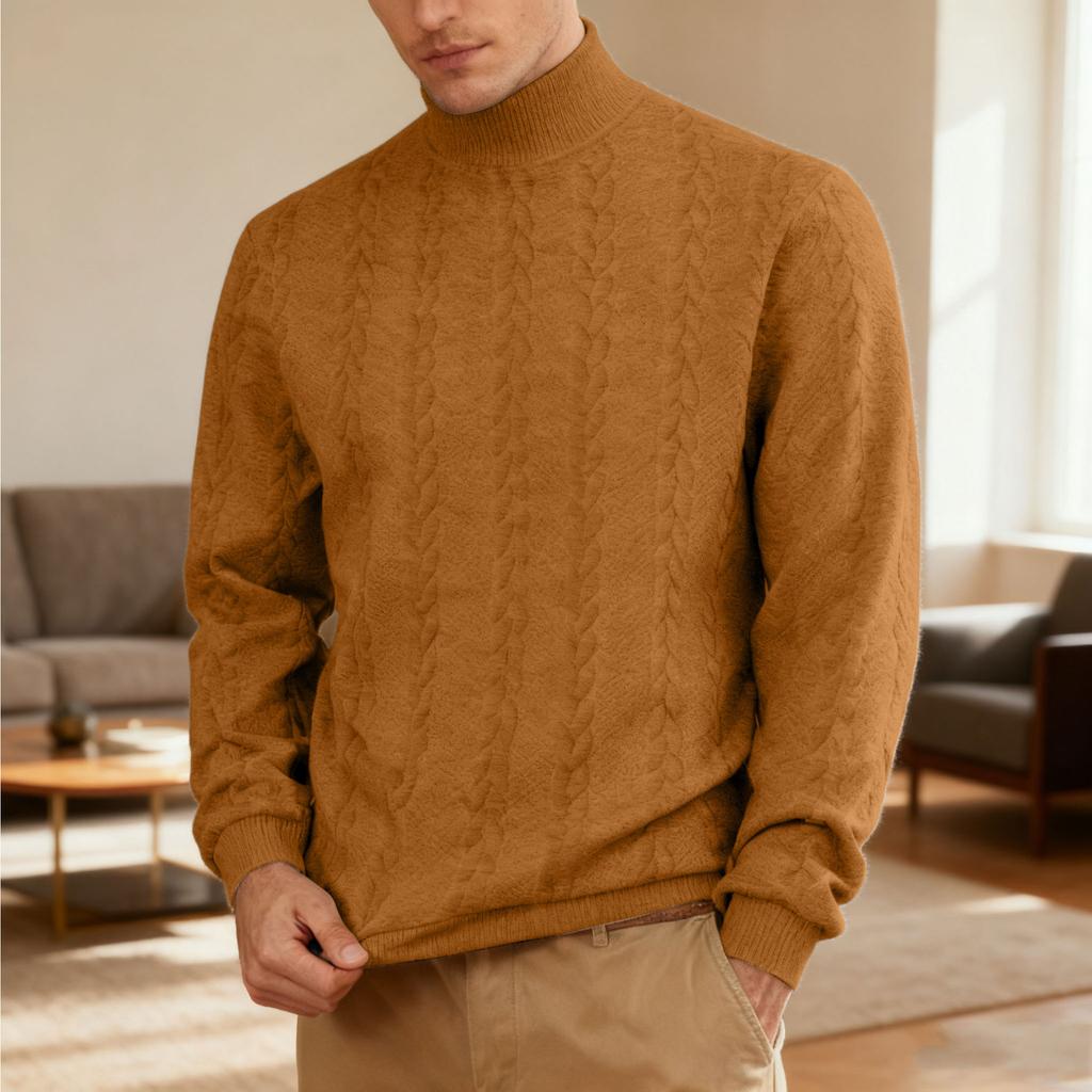 New Arrival Plus Size Men's High-Neck Sweatshirt Heavyweight Textured Jacquard Casual Thermal Sweatshirt