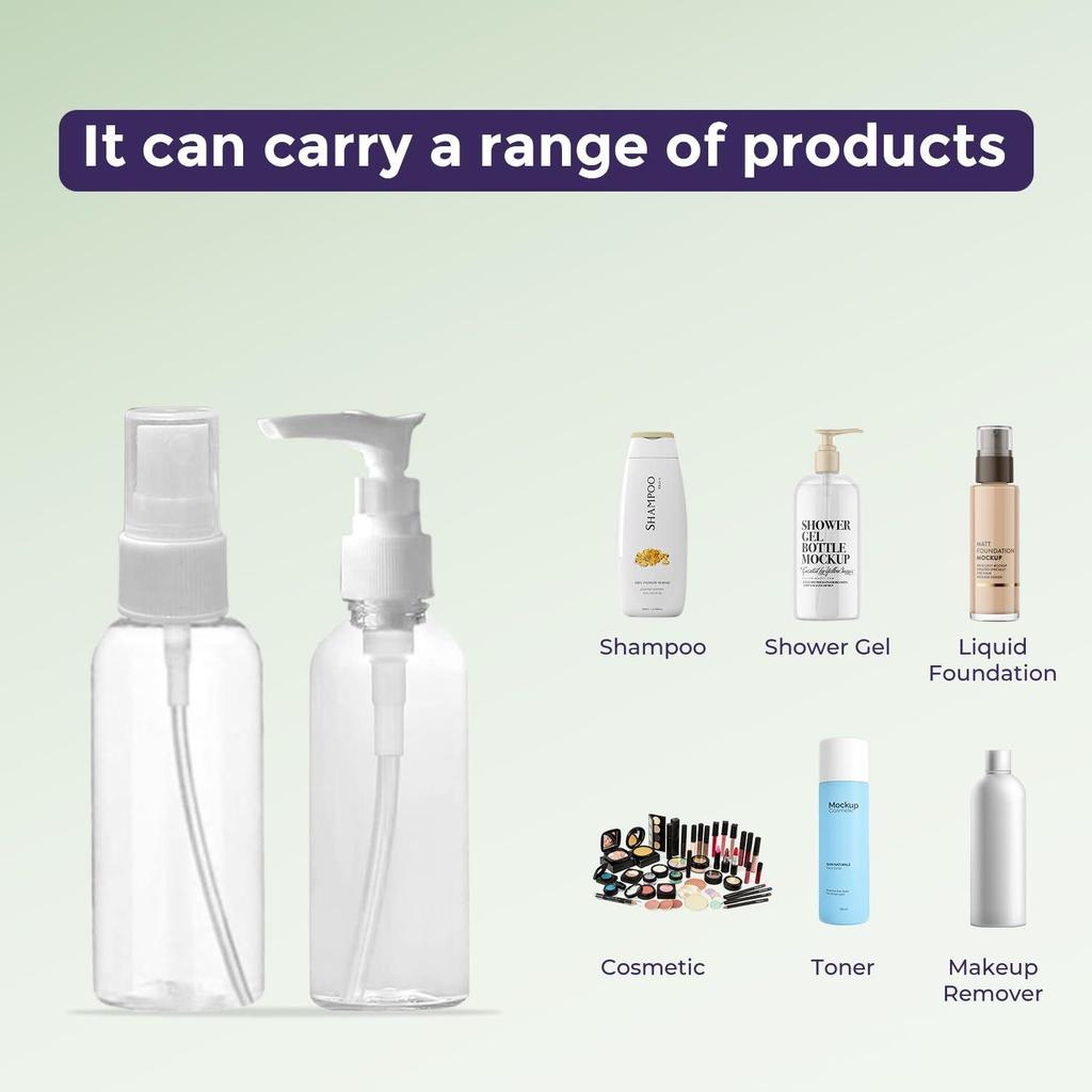 Travel Bottles Kit, Portable Refillable Toiletry Containers Set, Leak Proof Cosmetic Containers for Lotion, Shampoo