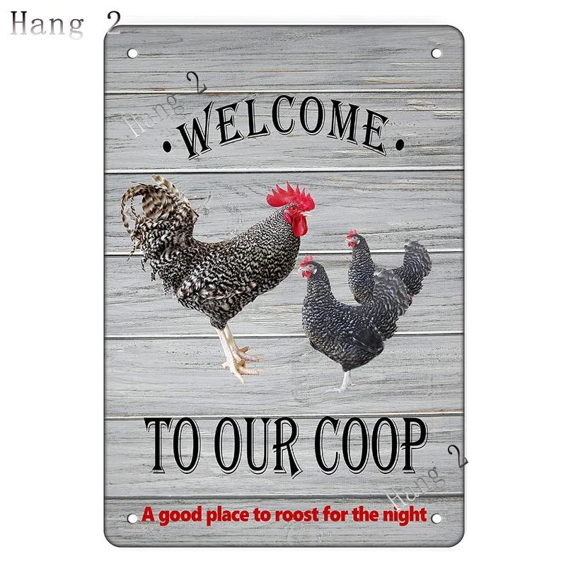 Funny Chicken Coop Sign Slow Chickens At Play Caution Vintage Chicken Warning Tin Signs for Farmhouse Gate Fence Wall 8x12 Inch