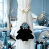 Adjustable Christmas Tree Curtain Tieback Exquisite Plush Snowflakes Curtain Rope Decorative With Ball Pendant