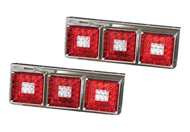 

Светодиодные тройные квадратные задние фонари MADMAX только для тяжелых грузовиков 24 В, красные/прозрачные,