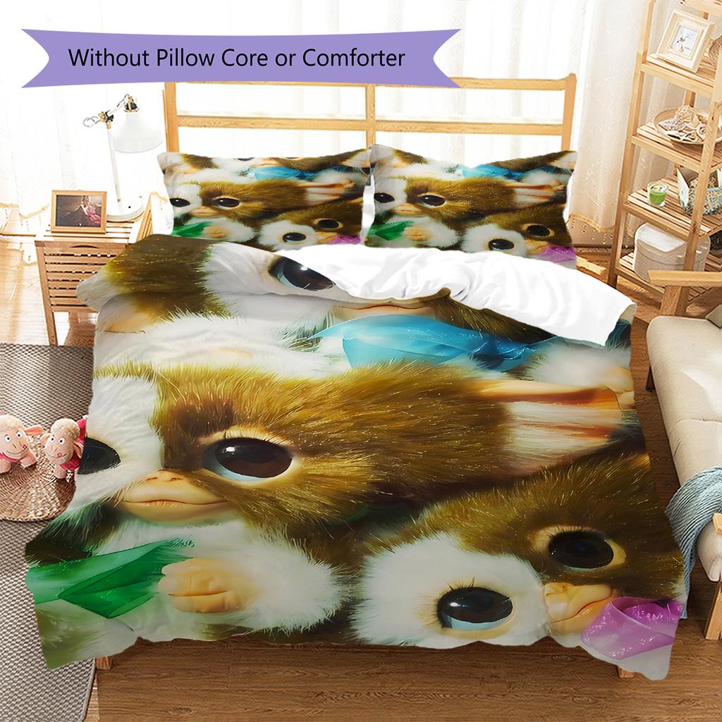 Gremlins Muster Bettwäsche, Steppbett Set Bettbezug Kissenbezug Zuhause Geburtstagsgeschenk (1 Bettbezug + 2 Kissenbezüge, ohne Füllung)