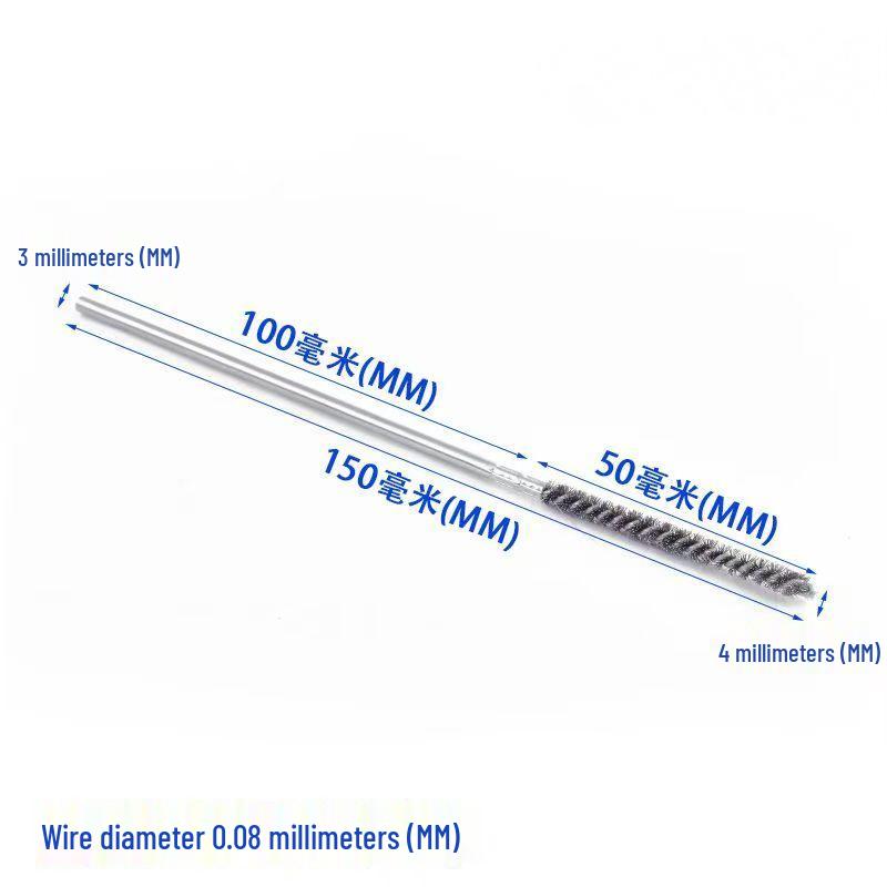 Stainless Steel Pipe Brush with Handle for Deburring, Rust Removal, Polishing, and Cleaning In Extended Inner Holes.