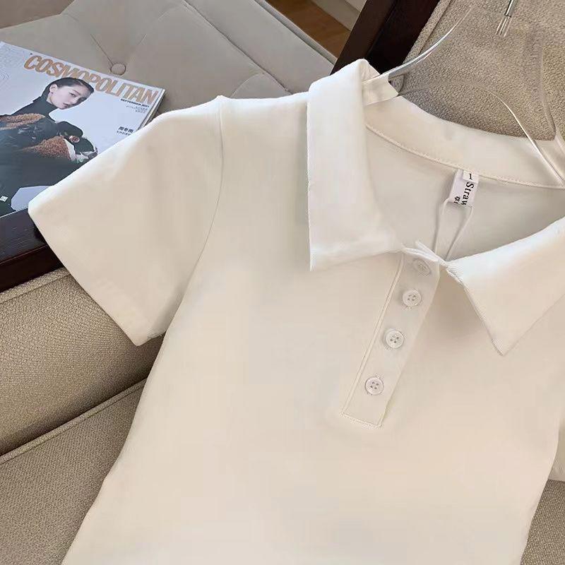 2026 Summer Pure Desire White Polo Collar Dress - Hip-Hugging Short Skirt for Women