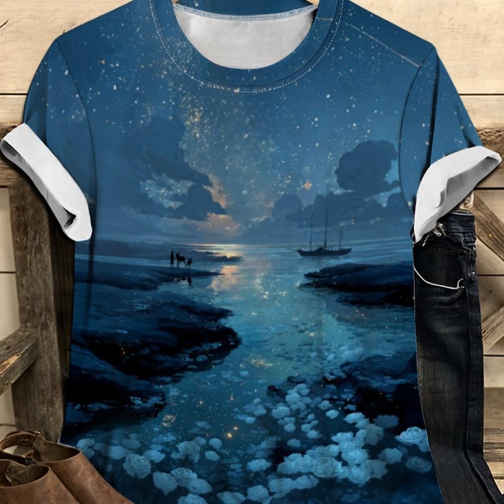 

Colorful Floral Pattern 3D Digital Printing Women s Trendy Round Neck Short Sleeved T-shirt XS