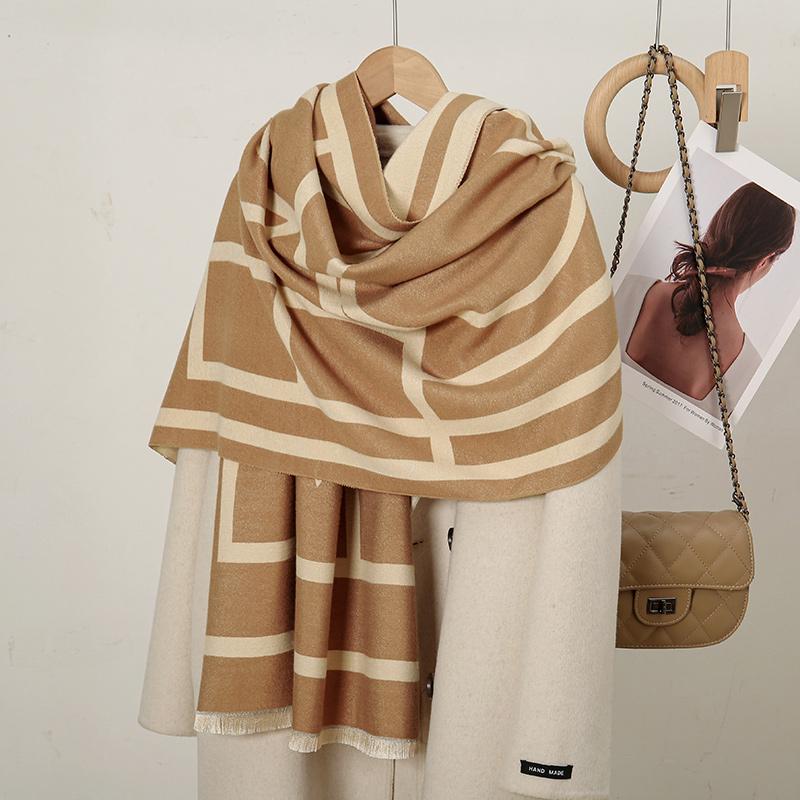 Luxusmarke Kaschmirschal für Damen mit Blumenmuster, warmer Winterschal und Wickeltuch, Bandana, Pashmina, weiblicher Foulard, quadratisch, dicke Decke, Poncho