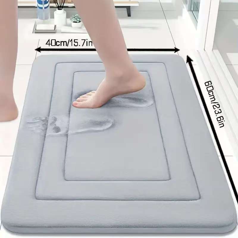 Bathroom Mat with Thickened Memory Foam Anti-Slip Mat for Bathroom Entrance Coral Velvet Foot Mat