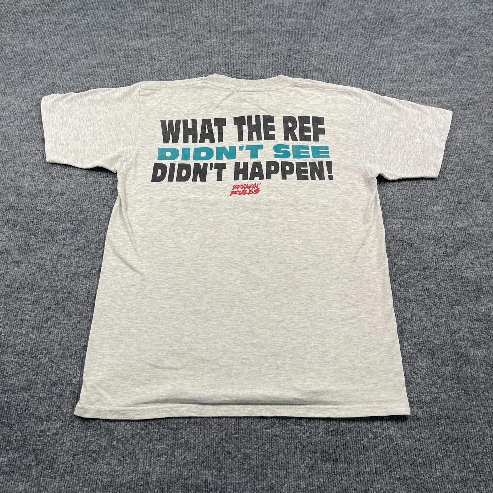 

Vintage 90s Breakin Rules Funny Basketball Humor Shirt Medium 20x27 Gray XL