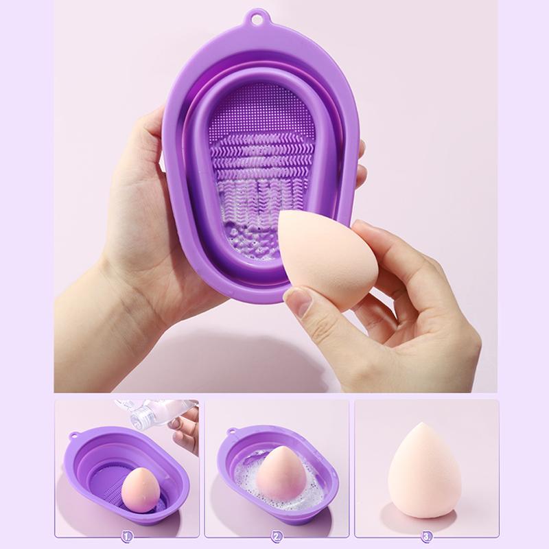 1Pcs Collapsible Silicone Brush Egg Pad Clean Washing Tools for Makeup Brushes Scrubber Board Cosmetics Cleaning Mat Kit