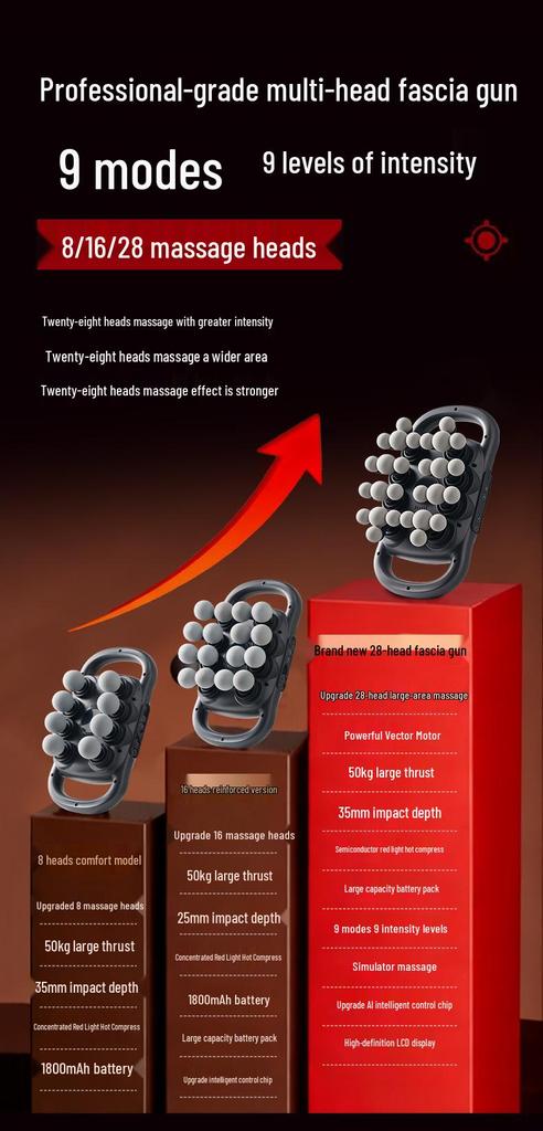 Professional 16-Head Fascia Gun Muscle Massager for Home Use - Deep Relaxation for Waist, Back, and Legs