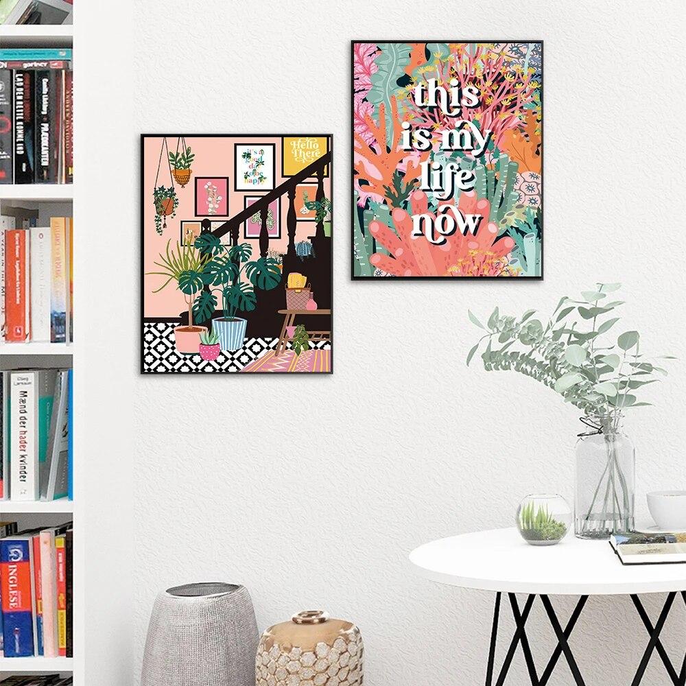 Text Quote Wall Art Canvas Painting Flower Floral Crown Botanical Zebra Posters and Prints Cowboy Boot Bunch Pictures Home Decor No Frame