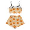 Women's Halloween Set With Retro Floral Print Suspender Sleeveless Vest Shorts Pajama Set