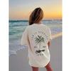 Women's Coconut Tree & Letter Print Drop Shoulder Tee