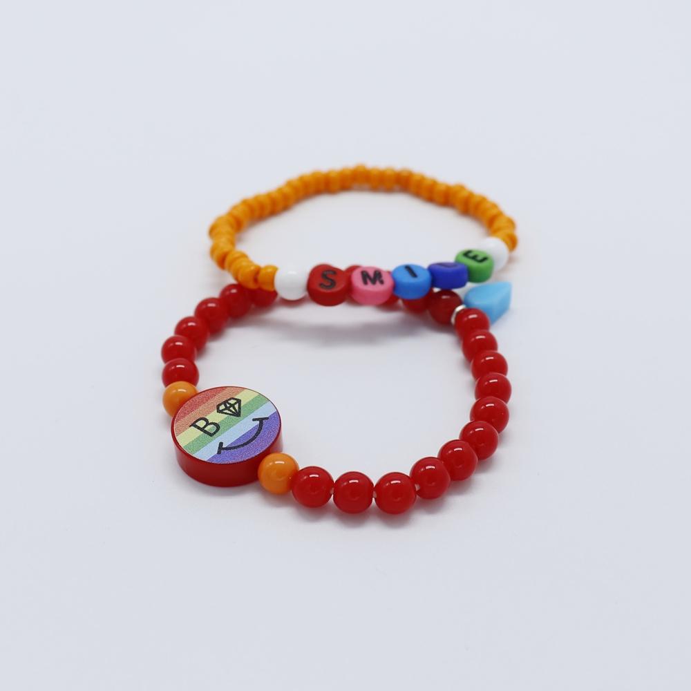 Bonbeau Rainbow Face Smile Colorball Bracelet Set (2 Types)