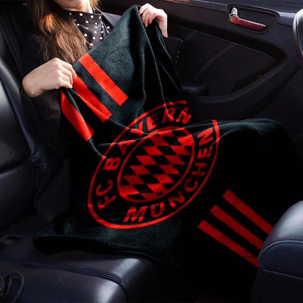 Bayern Munich Club Crest Red Stripe Print Flannel Blanket Soft Warm Throw Blanket Sport Fan Home Decor for Sofa Bedroom Travel