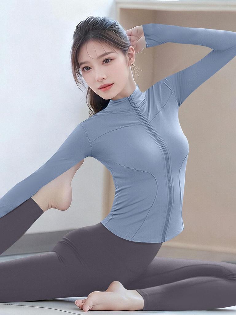 2025 Autumn Winter Stand Collar Slimming Yoga Jacket - Long Sleeve Professional Pilates Fitness Top
