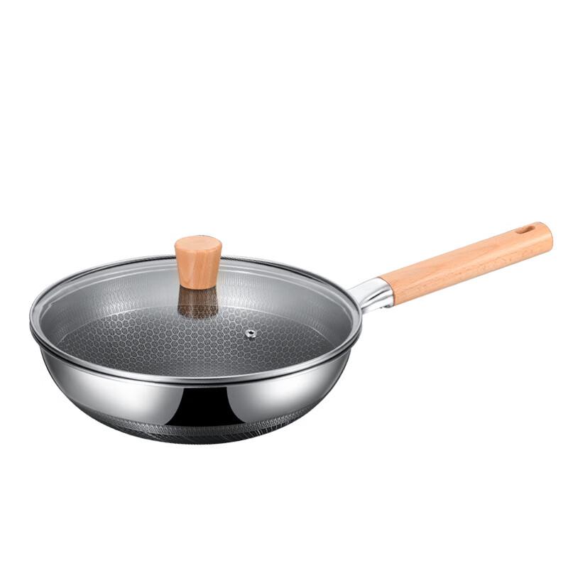 ZISIZ 30cm 316 Stainless Steel Non-Stick Wok