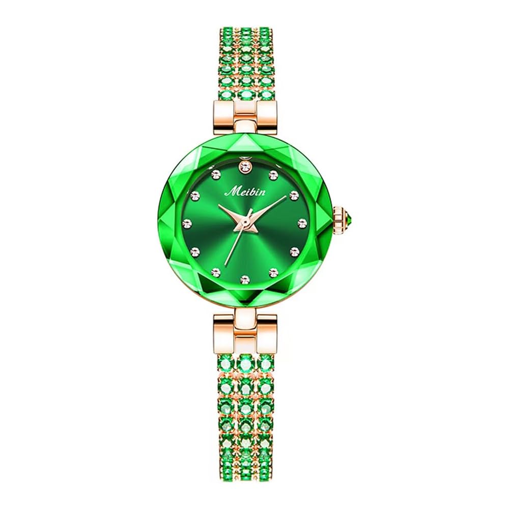 Crystal Women s Bracelet Watch Green Simple Waterproof Quartz Fashionable
